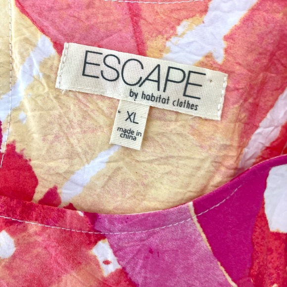 Escape by Habitat Tropical Watercolor Shift Dress Guava Pink/Orange Size XL - Picture 7 of 9